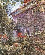 Childe Hassam Old House and Garden at East Hampton, Long Island Sweden oil painting reproduction